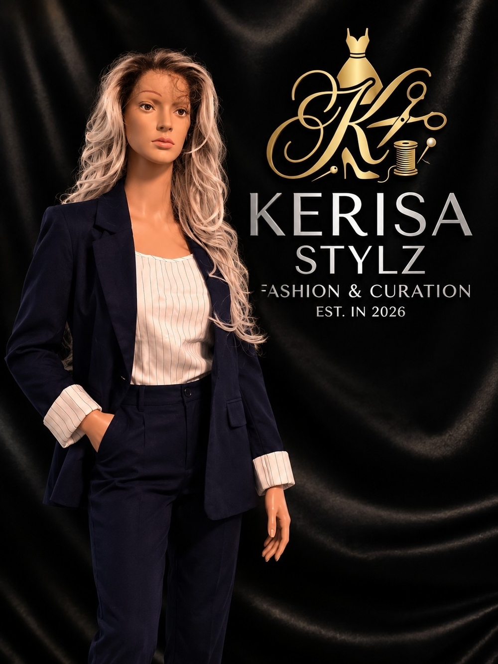 Women's Navy Blazer - Tailored Office Jacket